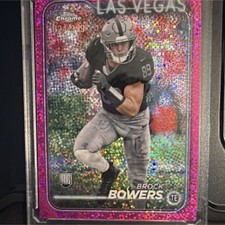 Topps 2024 Chrome Brock Bowers #207 Las Vegas Raiders Pink Speckle RC /399