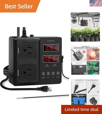 Compact LCD Temperature Controller with Waterproof Sensor - User-Friendly Design