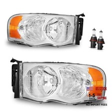 Headlights Assembly for 2002 OE Replacement Chrome  With High  Low Beam Bulbs