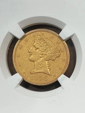 NGC AU53 1856 S $5 GOLD LIBERTY HALF EAGLE VERY SCARCE DATE