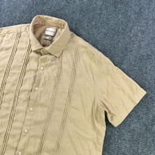 Scotch  Soda Relaxed Fit Linen Button Up Short Sleeve Shirt Tan Mens XXL Casual