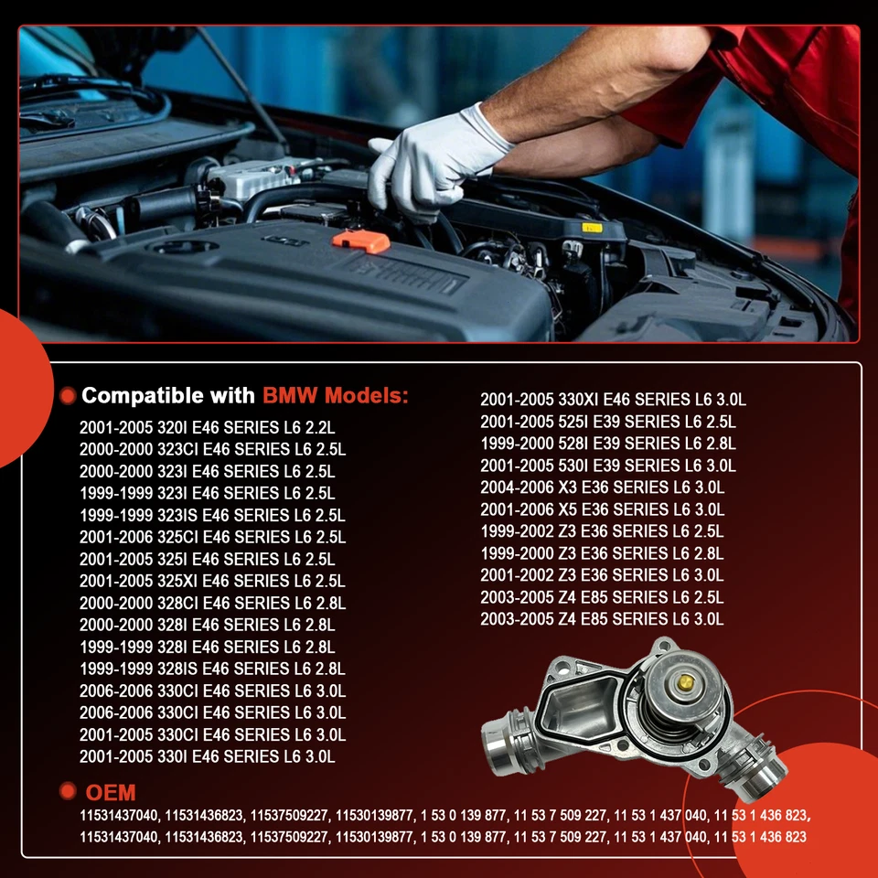 Carcasa de termostato de aluminio de actualización para BMW E46 E39 325i 330i 525i X5 X3 Z4 Foto 2 de 4