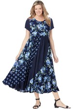 Woman Within Plus Size Mixed Print Maxi Dress