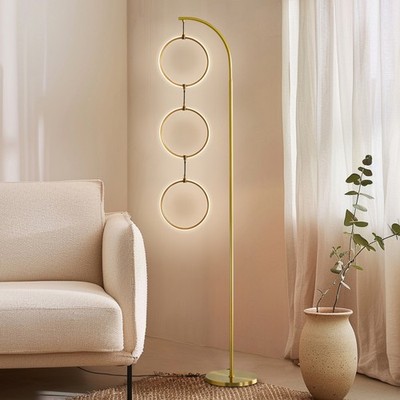 Brightech Nova 74'' Industrial 3 Ring Light LED Super Bright Floor Lamp Antique