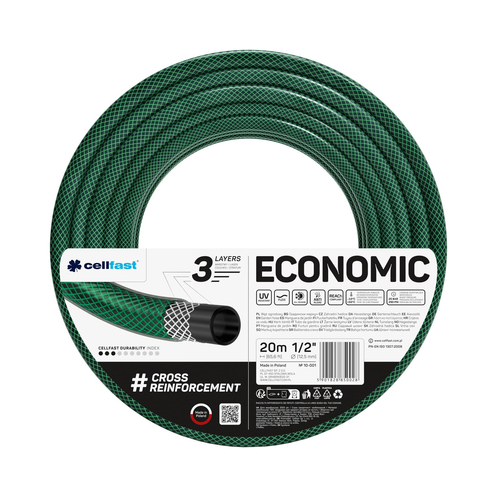 Cellfast Tubo da giardino economico 1/2 20m verde plastica