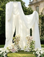 2 PCS 10x15ft Ivory Backdrop Curtain WrinkleFree Polyester Drapes Photography