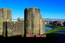 PHOTO  CAERPHILLY CASTLE CONSTRUCTION STARTED IN 1268 AS A PURELY DEFENSIVE WORK