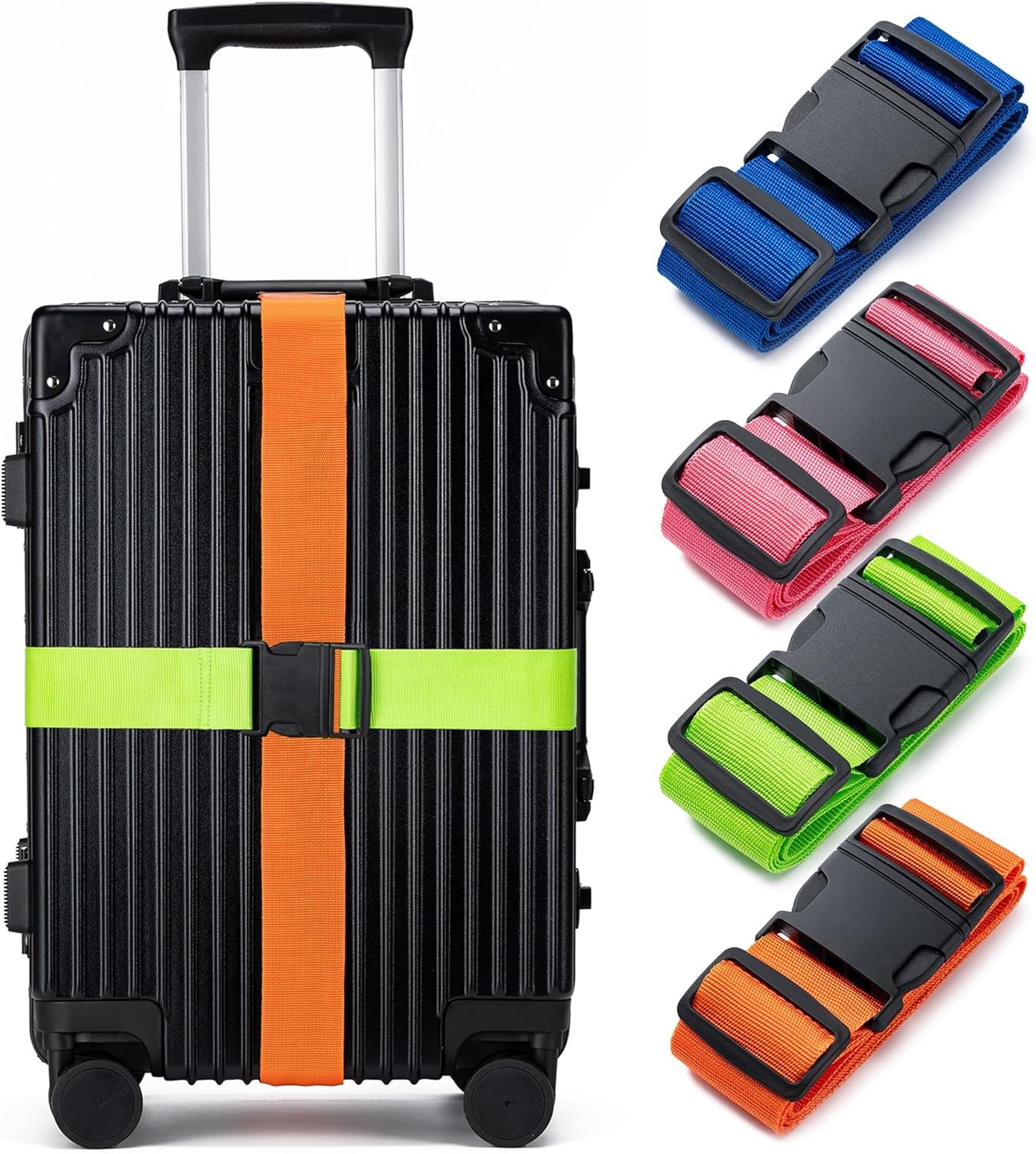 Straps For Suitcases 4 Pack, Tsa Approved Travel Essentials, Luggage