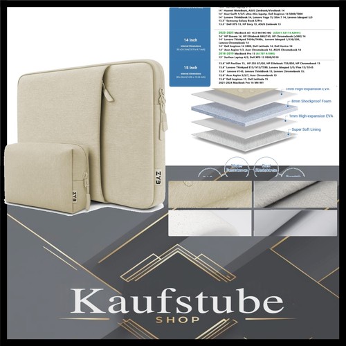 Laptoptasche 13-13.5 Zoll, , Stoßfest, beige, Laptop Hülle, Tasche