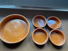 Keramik Auflaufformen 5 Stück Rund 28,5 und 4 x 15 cm Braun Ton