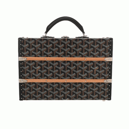 Goyard MM Handbag Canvas / Lambskin Black #WB647