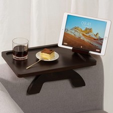 BLUEWEST Sofa Armrest Tray, Arm Table Clip-on Tray w/ 360° Rotating Phone & Cup 