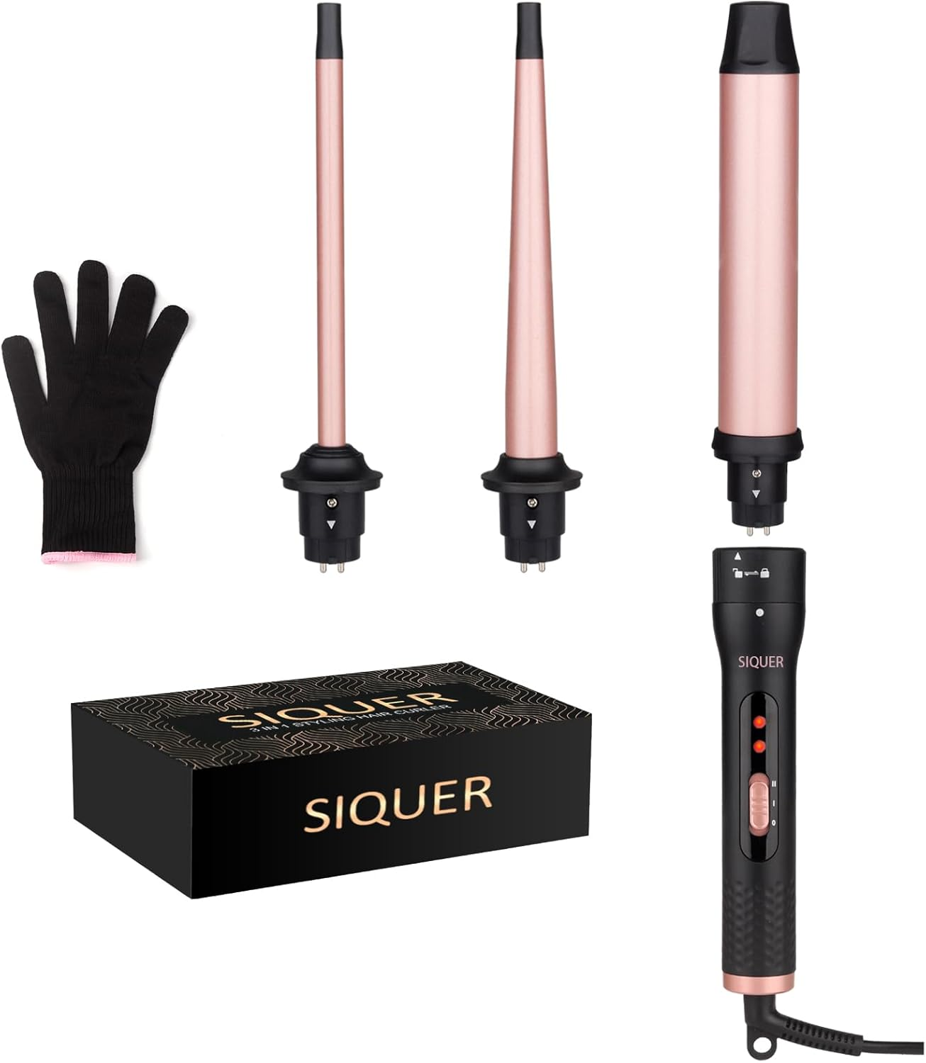 3-in-1 Curling Wand Set with Interchangeable Barrels for Wavy & Curly Hair Styles