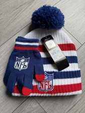 Youth Officially Licensed NFL Striped Beanie Mittens - New - Red/Blue