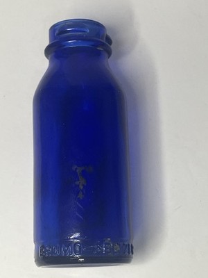 Vintage Early 1900s Cobalt Blue Embossed Emerson Drug Co. Bromo Seltzer Bottle