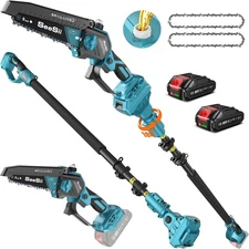 10ft Pole Saw Trimmer Saw Tree Trimmer Pruning Chainsaw 6-inch 2xBattery