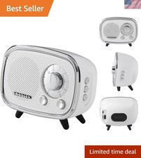 Rechargeable White Bluetooth Speaker with Vintage Design and Great Sound