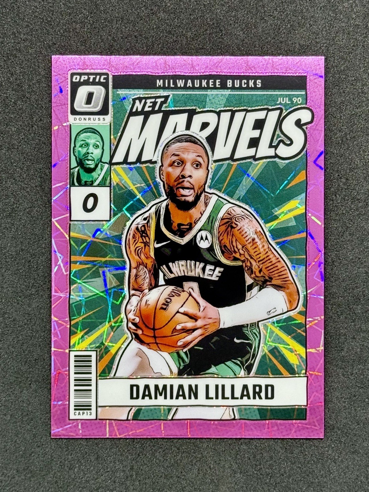 2024-25 Panini Donruss Optic Pink Velocity Net Marvels Damian Lillard SP /79 #20
