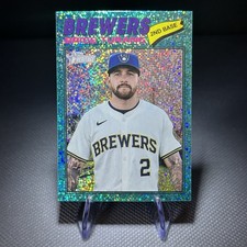 Brice Turang 2026 Topps Heritage #325 Chrome Aqua Sparkle Refractor Brewers