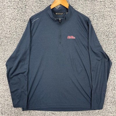 Ole Miss Rebels Travis Mathew Pullover Mens 2XL Blue 1/4 Zip Golf Shirt XXL
