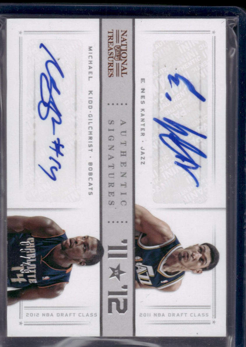 2012-13 National Treasures 22 Enes Kanter Michael Kidd-Gilchrist Dual Auto /49