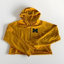 Michigan Wolverines VS Pink/5th & Ocean Oversized Cropped Golden Hoodie Size S