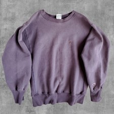 Vintage Champion Reverse Weave Sweatshirt Purple Fade Distressed 90s Blank Men M