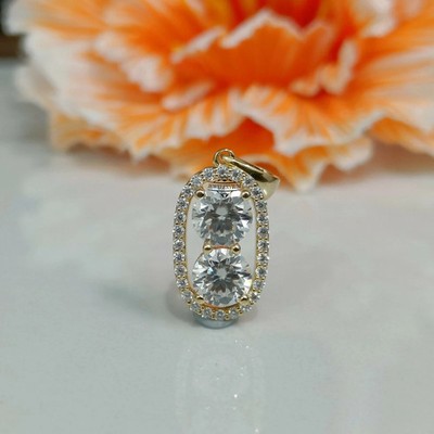 2.05CT Round Cut Moissanite Beautiful Wedding Pendant 14Kt Yellow Gold Plated