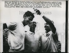 1962 Press Photo Roy Emerson, Rod Laver & Capt Harry Hopman Davis Cup tennis