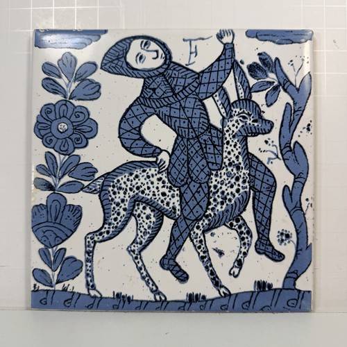 Vintage Mexican Collectors Ceramic Tile 17th Century Reproduced 6"x6" 