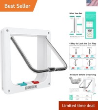 Luxury White Cat Door Flap for Interior/Exterior - 11x9.8in, Safety Lock Options