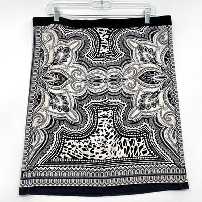 Rafaella Studio Women s Short Skirt Size 14 Black & White Lined Mosaic Design