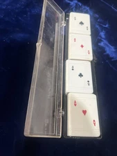 Vintage Plastic Match Box 4 Aces Card Set W/ Matches In Case 