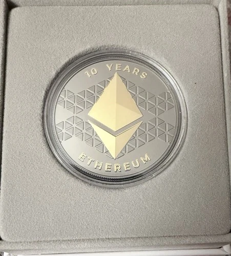 2025 1 Oz .999 Fine Silver United Crypto States Ethereum 10 Year Anniversary Rd!