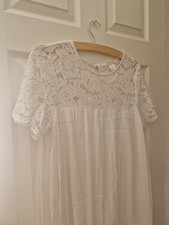 H&M 10/12 White Half Lace Dress Cotton/Polyester/Viscos size12 knee length lined