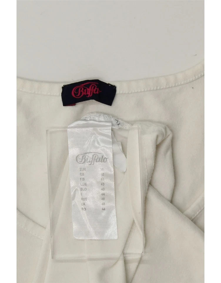 BUFFALO Womens Graphic Vest Top UK 12 Medium White Cotton DD58 - Image 4 of 4