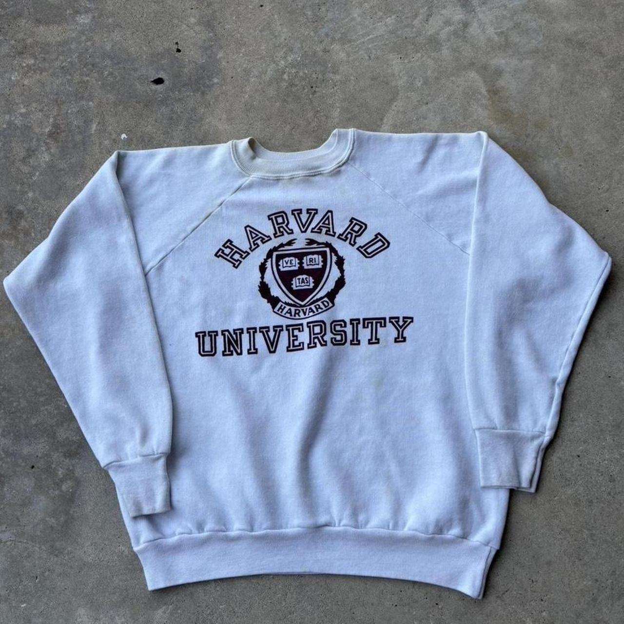 Champion Sweatshirt - Vintage Harvard University Raglan Crewneck Grey