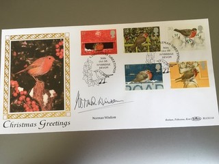 GB STAMPS RARE FIRST DAY COVER 1995 CHRISTMAS SIGNED COMEDIAN NORMAN WISDOM