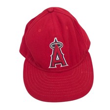 Vtg New Era Los Angeles Angels On Field Cap Sz 7 3/8 MLB Authentic Red USA Made