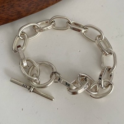 Solid 925 Sterling Silver Bracelet for Women | Vintage Handmade Simple Bangle