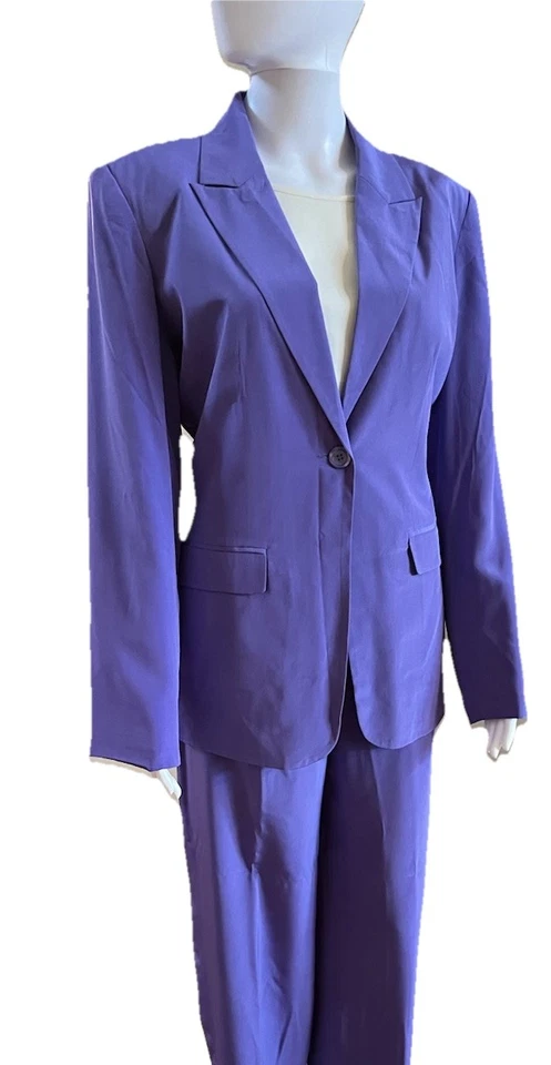 Traje pantalón mujer ADOLFO talla 12 púrpura/violeta 100 % seda vintage años 80’s diseñador Foto 2 de 4