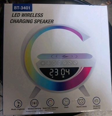 LED Alarm Clock Bluetooth Speaker with Wireless Charger - Dynamic Light,...