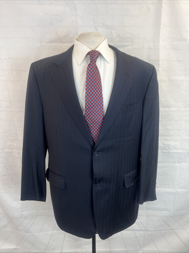 Canali Men's Dark Navy Blue Striped Wool Suit 44R 36X29 $2,895