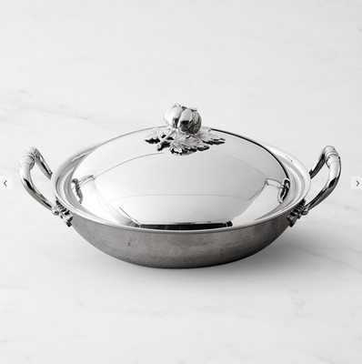 Ruffoni Opus Prima Hammered Stainless-Steel Wok with Tomato Knob, 4.75-Qt 