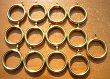 13 VTG Antique Hollow SOLID Brass 1-1/4" Round Eyelet Curtain Drapery Rings