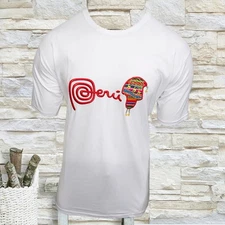 NWT PERU CHULLO LLAMA PERUVIAN PATRIOTIC EMBROIDERY MEN'S SHORT SLEEVE T-SHIRT