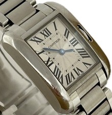 Cartier Tank Anglaise W5310022 3485 Silver Quartz Womens Watch Excellent A5349 5