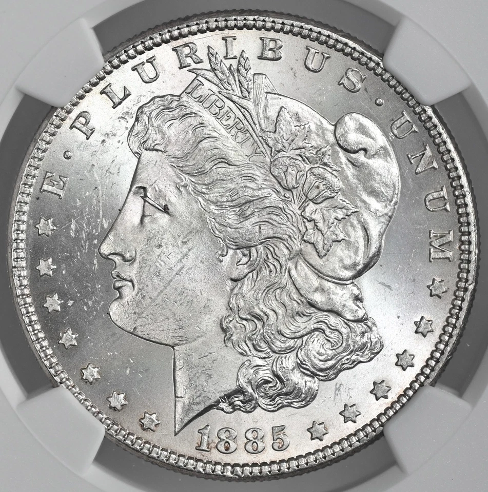 1885-P $1 dólar de plata Morgan "Filadelphia Mint" NGC MS63 #8675097-014 Foto 2 de 4