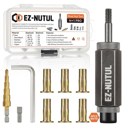 1/420 Flat Head Threaded MultiGrip Rivet Nut Installation Tool 6 PCS Set