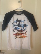 Boy's Old Navy Blue White Short Sleeve Swim Shirt Rash Guard XL 14-16